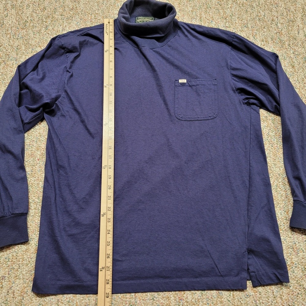 Polo Country Ralph Lauren Shirt Mens Medium Blue Turtleneck Pullover Long Sleeve - Picture 8 of 15